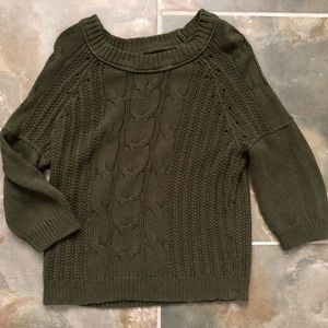 LOFT Chunky Cable Knit Crop Sleeve Sweater
